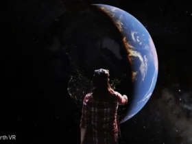 Visual yang menyoroti bagaimana Teknologi Imersif Iklim membantu manusia melihat realitas bumi secara lebih dekat dan personal.