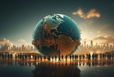 Ilustrasi suasana simbolik COP30 yang menyorot ketegangan antara janji iklim dan realitas sosial modern.